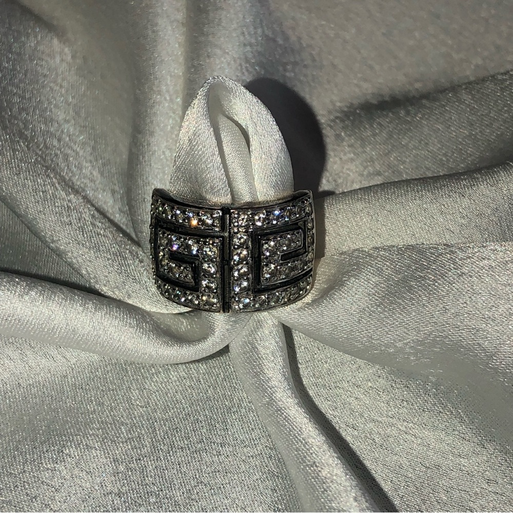 Greek Key Ring with CZ’s- size 5